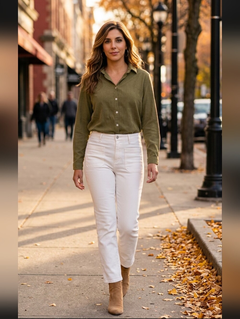 Olive Green Linen Blouse Nwot